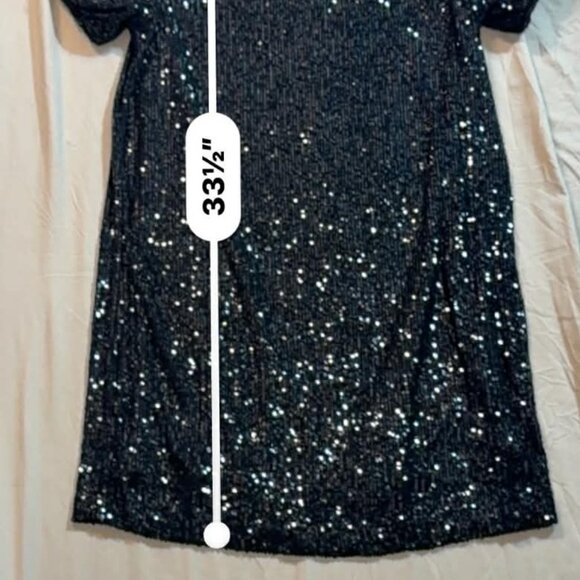 Ophelia Roe flashy sequined elegant black short sleeve midi dress SIZE SMALL - Picture 9 of 13